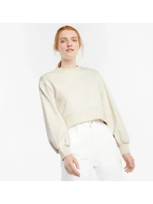Ženski skraćeni top sweatshirt PUMA CLASSICS PUFF SLEEVE CREW 531616-73 SJAJ SLONOVAČE