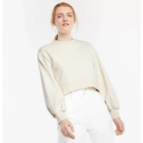  Ženski skraćeni top sweatshirt PUMA CLASSICS PUFF SLEEVE CREW 531616-73 SJAJ SLONOVAČE 