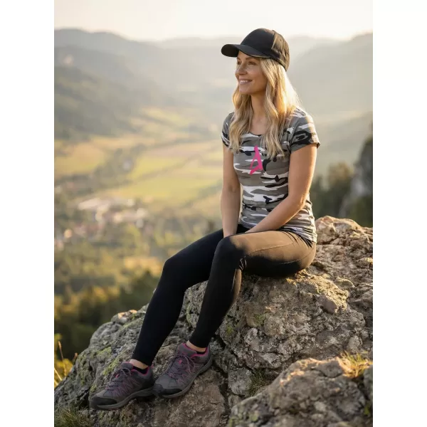  Ženska majica kratkih rukava ALTISPORT ALW002C122 KAMUFLAŽNO SIVA/RUŽIČASTA 