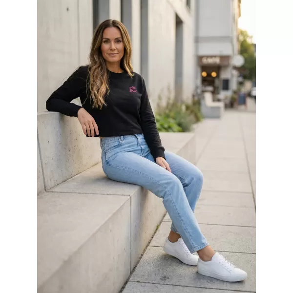  Ženski skraćeni top sweatshirt ALTISPORT BYB/ALW056BY131 CRNO RUŽIČASTA 