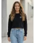 Ženski skraćeni top sweatshirt ALTISPORT BYB/ALW056BY131 CRNO I BIJELO