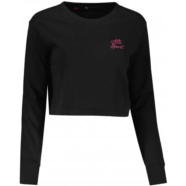  Ženski skraćeni top sweatshirt ALTISPORT BYB/ALW056BY131 CRNO RUŽIČASTA 