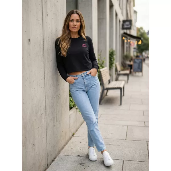  Ženski skraćeni top sweatshirt ALTISPORT BYB/ALW056BY131 CRNO RUŽIČASTA 