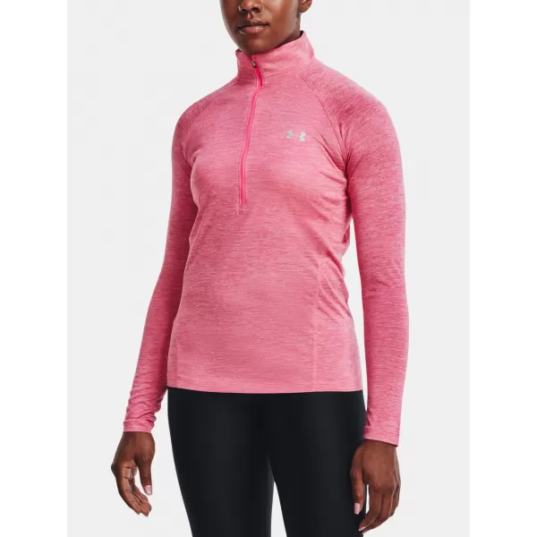  Ženska majica UNDER ARMOUR TECH 1/2 ZIP - TWIST 1320128-676 RUŽIČASTA 