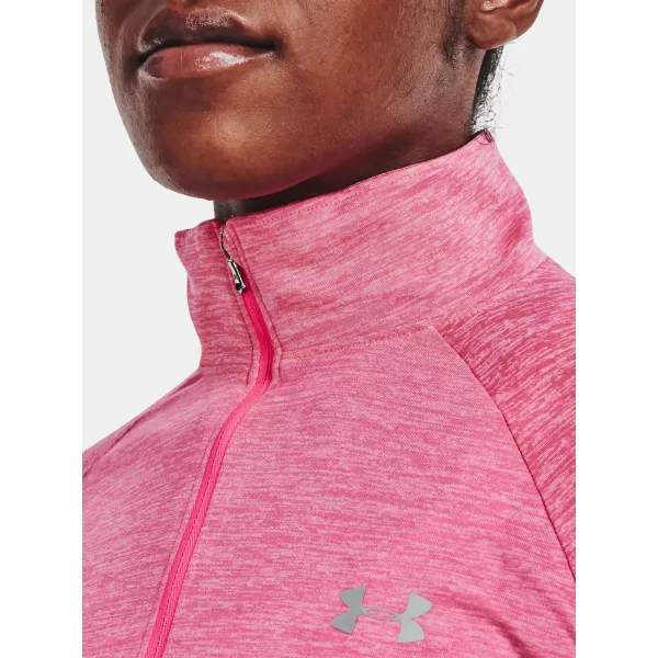  Ženska majica UNDER ARMOUR TECH 1/2 ZIP - TWIST 1320128-676 RUŽIČASTA 