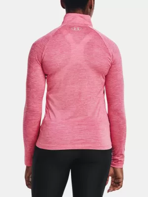 Ženska majica UNDER ARMOUR TECH 1/2 ZIP - TWIST 1320128-676 RUŽIČASTA