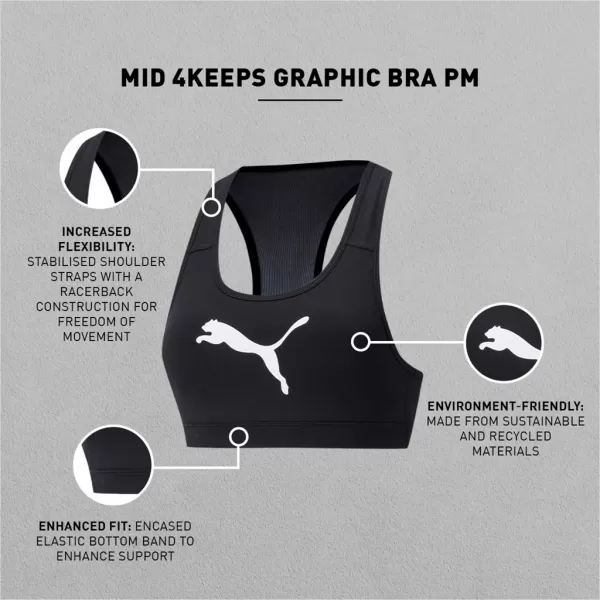  Ženski grudnjak PUMA MID IMPACT 4KEEPS GRAPHIC BRA PM 520306-90 CRNA 
