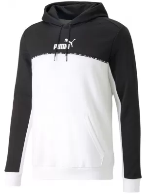 Muški sweatshirt PUMA ESS BLOCK X TAPE HOODIE FL 673342-01 CRNO/BIJELO