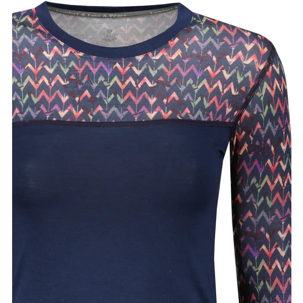  Ženska termo majica SENSOR MERINO IMPRESS 22200031 DEEP BLUE/ORIGAMI 
