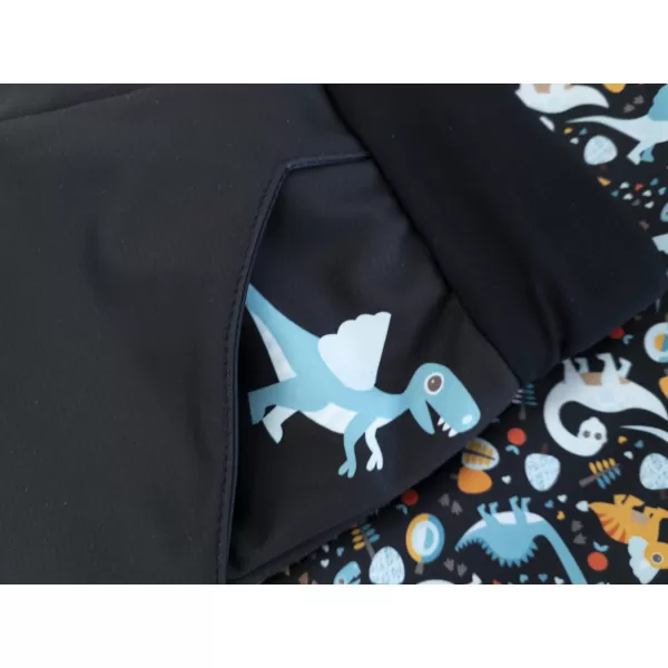  Dječje softshell hlače izolirane WAMU DINOSAUŘI CRNI 