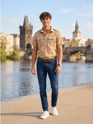 Košulja BRANDIT VINTAGE KRÁTKÝ RUKÁV BD4024 PJESKOVIT