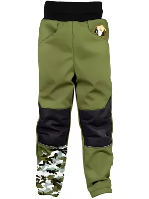 Dječje softshell hlače izolirane WAMU MASKÁČ KAKI