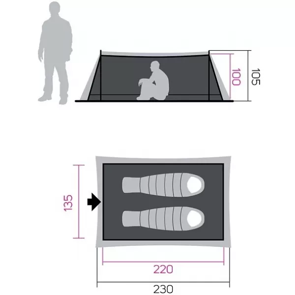  sklonište HANNAH MESH TENT 2 SIVA 