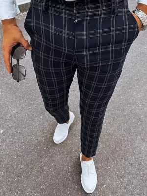 Muške karirane chino hlače DSTREET UX3953 CRNI