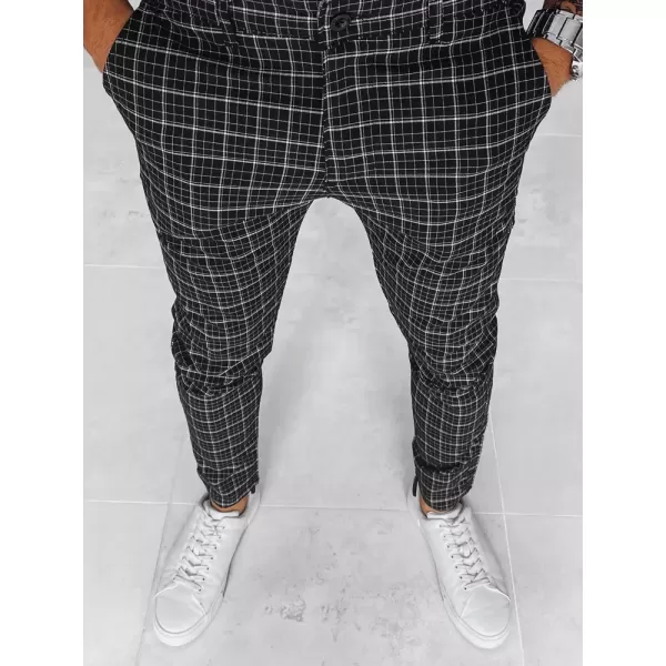  Muške karirane chino hlače DSTREET UX3968 CRNI 