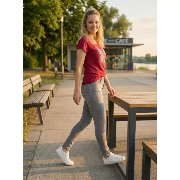  Ženska majica kratkih rukava KIXMI ROSIE TAMNOCRVENA 