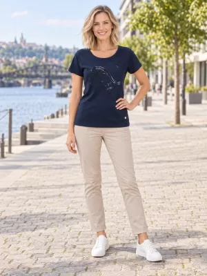 Ženska majica kratkih rukava KIXMI ROCCA TAMNO PLAVA