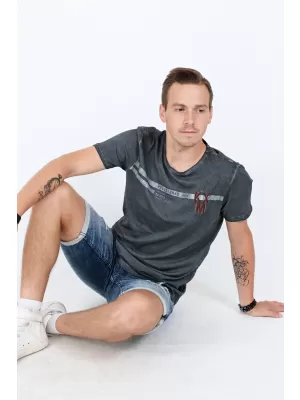 Muška majica kratkih rukava KIXMI RICKY TAMNO SIVA