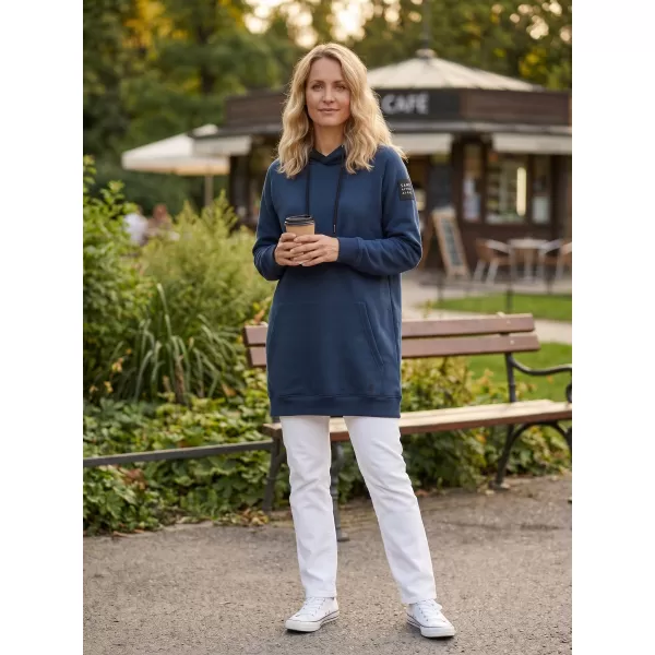  Ženska produžena majica s kapuljačom SAM 73 TRUDY WM 782 ČELIČNO PLAVA BOJA 