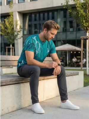 Premium muška majica ALTISPORT VOJ/ALM004TR01 KEROZIN/BIJELI