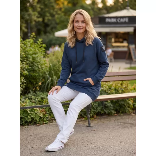  Ženska produžena majica s kapuljačom SAM 73 TRUDY WM 782 ČELIČNO PLAVA BOJA 