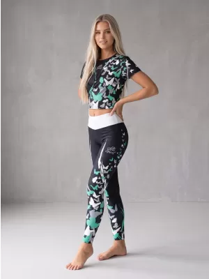 Ženske duge premium tajice ALTISPORT VOJ/ALW022LEG01 CRNO/TIRKIZNO
