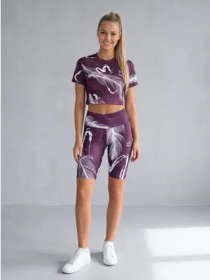 Ženske tajice iznad koljena premium ALTISPORT VOJ/ALW001LEG02 LJUBIČASTA/BIJELA