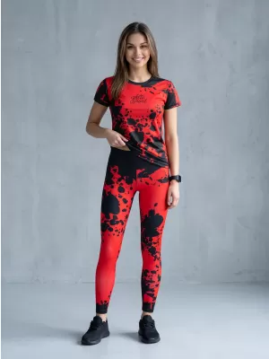 Ženske duge premium tajice ALTISPORT VOJ/ALW012LEG01 CRNO/CRVENO
