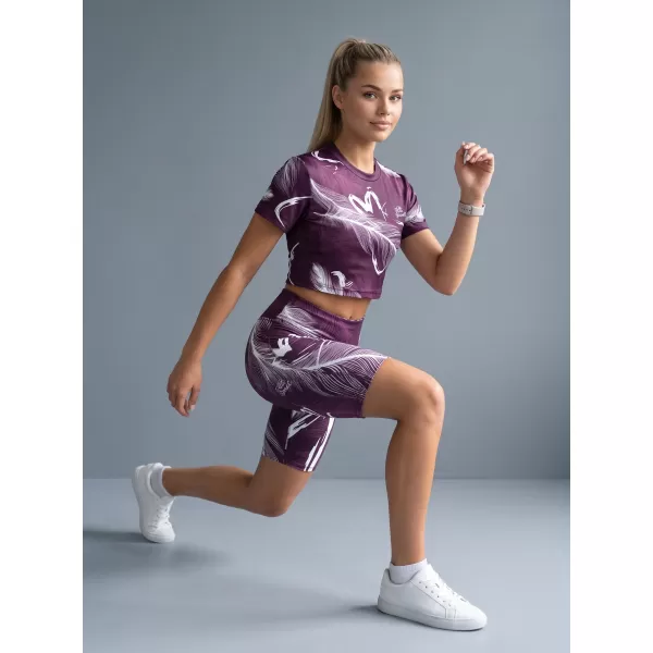  Ženske tajice iznad koljena premium ALTISPORT VOJ/ALW001LEG02 LJUBIČASTA/BIJELA 