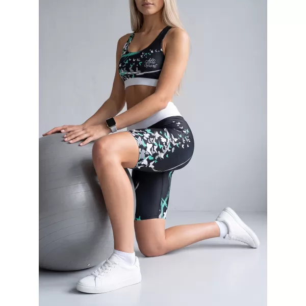  Ženske tajice iznad koljena premium ALTISPORT VOJ/ALW022LEG02 CRNO/TIRKIZNO 