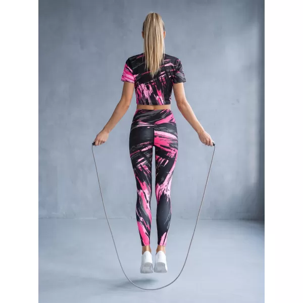  Ženske duge premium tajice ALTISPORT VOJ/ALW010LEG01 CRNO/SVIJETLO RUŽIČASTO 