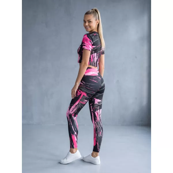  Ženske duge premium tajice ALTISPORT VOJ/ALW010LEG01 CRNO/SVIJETLO RUŽIČASTO 