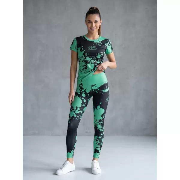  Ženske duge premium tajice ALTISPORT VOJ/ALW012LEG01 CRNO/TIRKIZNO 