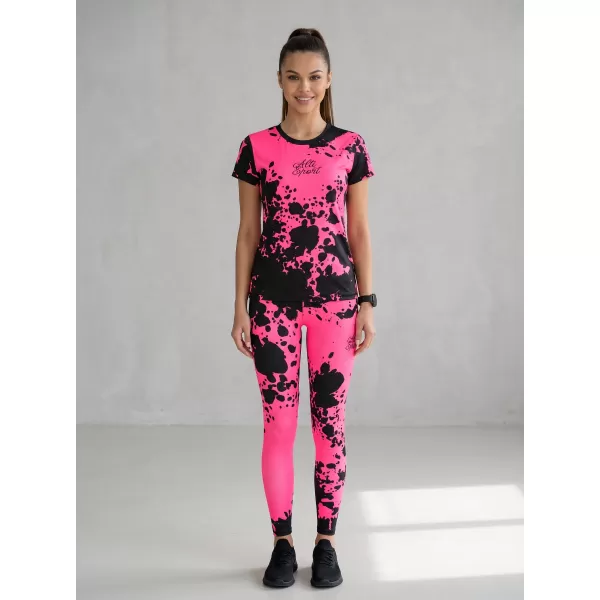  Ženske duge premium tajice ALTISPORT VOJ/ALW012LEG01 CRNA/FLUO ROZA 