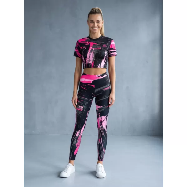  Ženske duge premium tajice ALTISPORT VOJ/ALW010LEG01 CRNO/SVIJETLO RUŽIČASTO 