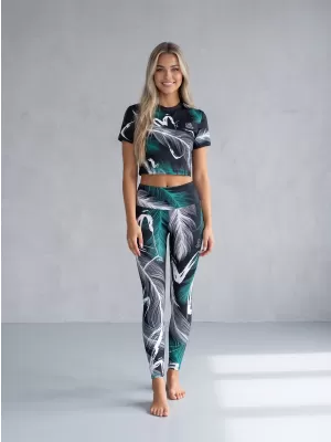 Ženske duge premium tajice ALTISPORT VOJ/ALW001LEG01 CRNO/TIRKIZNO
