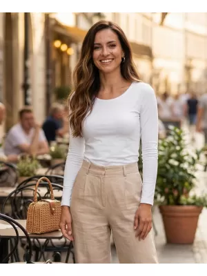 Ženska majica s dugim rukavima ALTISPORT NoPrint NP/ALW961 BIJELA