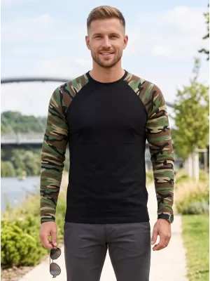 Muška majica s dugim rukavima ALTISPORT NoPrint NP/ALM661 KAMUFLAŽNO SMEĐA