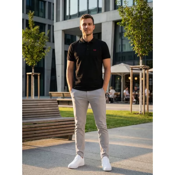  Muška majica kratkih rukava KIXMI SPENCER CRNO/CRVENO 