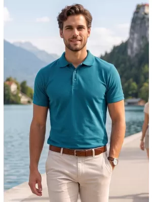 Muška majica s kragnom ALTISPORT NoPrint NP/ALM302 TAMNO TIRKIZNA
