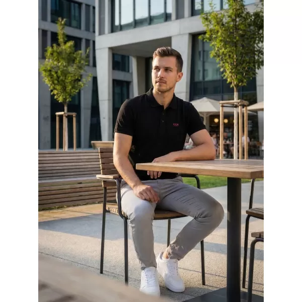  Muška majica kratkih rukava KIXMI SPENCER CRNO/CRVENO 