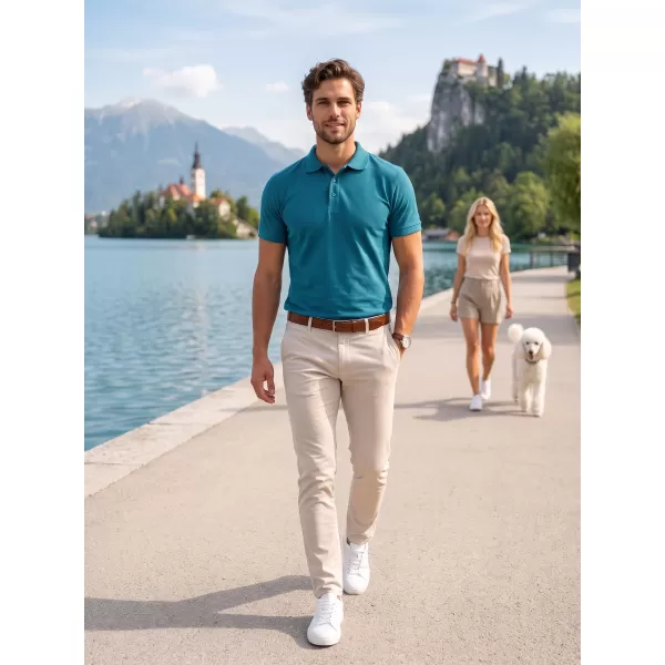  Muška majica s kragnom ALTISPORT NoPrint NP/ALM302 TAMNO TIRKIZNA 