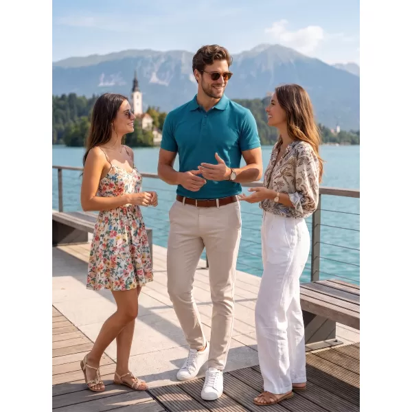  Muška majica s kragnom ALTISPORT NoPrint NP/ALM302 TAMNO TIRKIZNA 