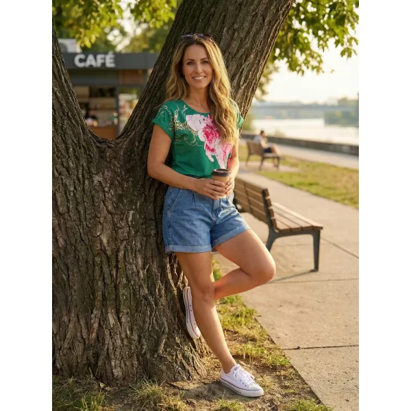  Ženska majica kratkih rukava KIXMI SAKURA ZELENA 
