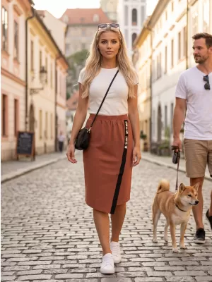Ženska suknja KIXMI SIBILA SMEĐA/KREM