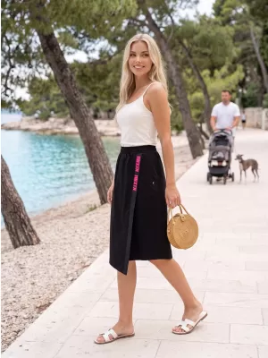 Ženska suknja KIXMI SIBILA CRNO/RUŽIČASTO