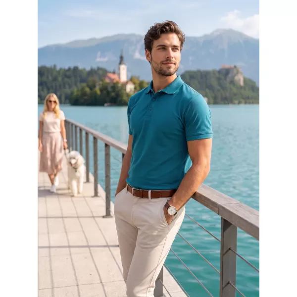  Muška majica s kragnom ALTISPORT NoPrint NP/ALM302 TAMNO TIRKIZNA 