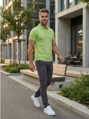 Muška majica kratkih rukava KIXMI SPENCER ZELENO/PLAVO
