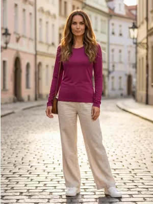Ženska majica s dugim rukavima ALTISPORT NoPrint NP/ALW931 FUKSIJA