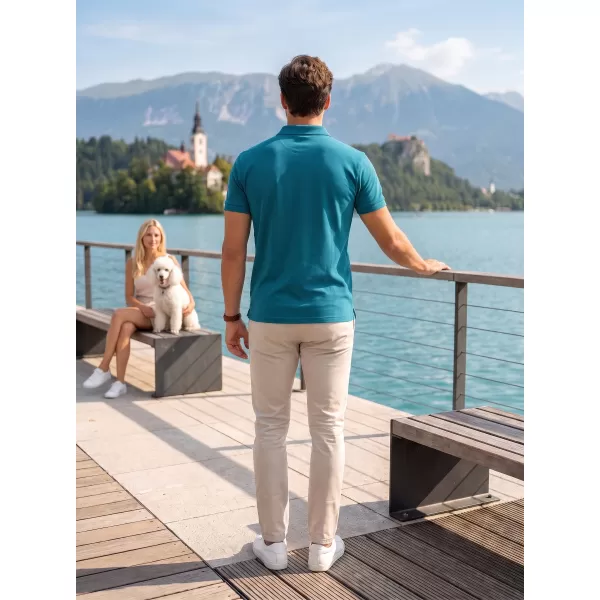  Muška majica s kragnom ALTISPORT NoPrint NP/ALM302 TAMNO TIRKIZNA 